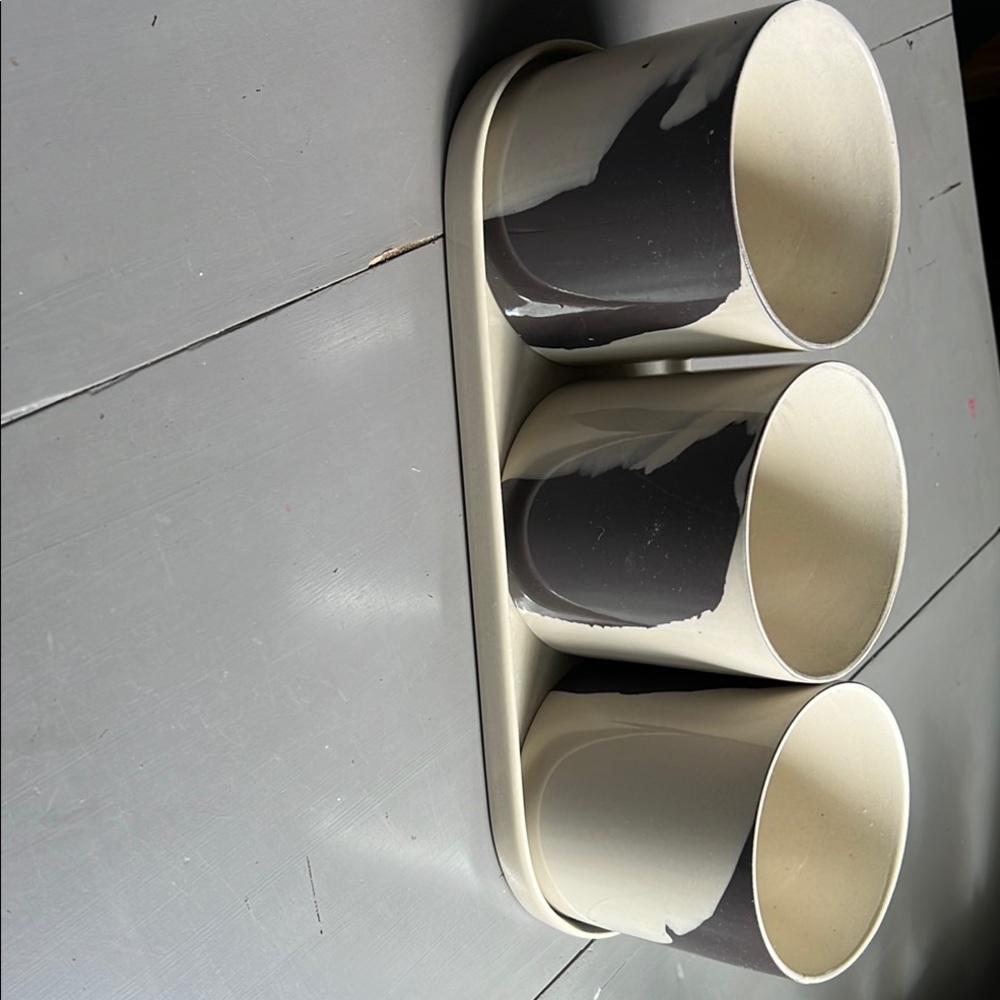 Elegant Black and Cream Planter Set